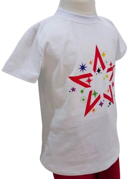 Yıldız Desenli Beyaz Tişört