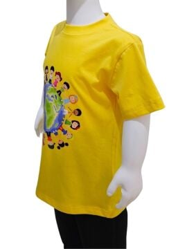 Dünya Çocukları Baskılı Sarı Tişört