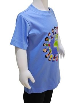 Dünya Çocukları Baskılı Mavi Tişört