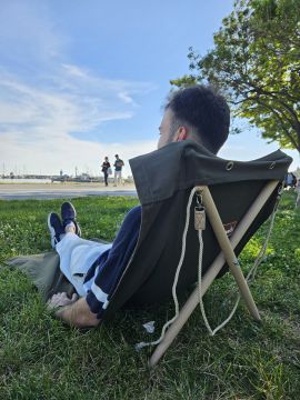 Portatif Şezlong Haki Renk | Arkalıklı Katlanır Plaj ve Piknik Örtüsü