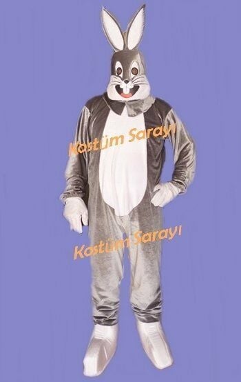 Bugs Bunny Tavşan Kostümü Yetişkin XL Beden - Gri