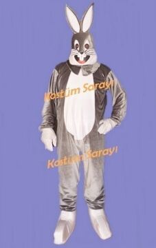 Bugs Bunny Tavşan Kostümü Yetişkin XL Beden - Gri