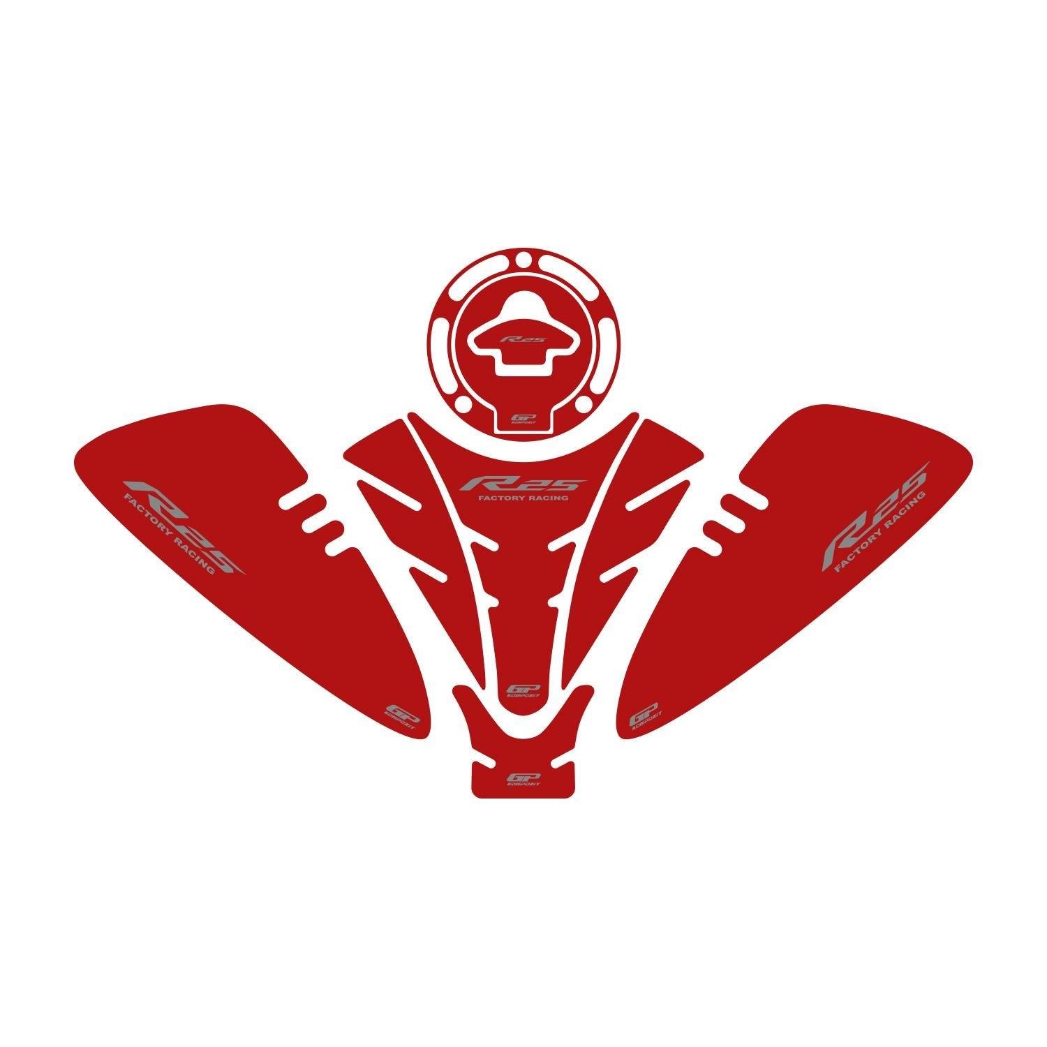 GP Kompozit Yamaha R25 2019-2023 Uyumlu Tank Pad Seti Kırmızı