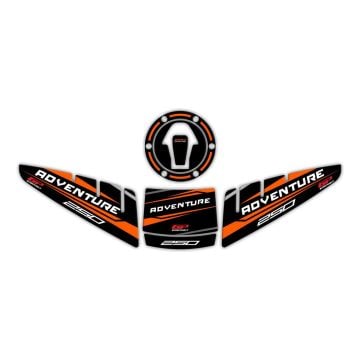 GP Kompozit KTM 250 Adventure 2020-2024 Uyumlu Tank Pad Seti Siyah-Turuncu