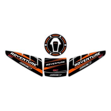 GP Kompozit KTM 390 Adventure 2020-2024 Uyumlu Tank Pad Seti Siyah-Turuncu