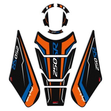 GP Kompozit CF Moto 250 SR 2020-2024 Uyumlu Tank Pad Seti Turuncu - Mavi