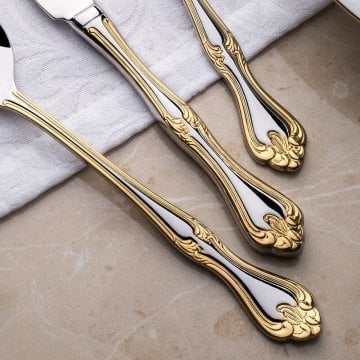 Nehir Lalezar Altın 89P Kutulu Çatal Kaşık Bıçak Takımı