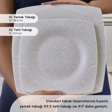Karaca Fine Pearl Helen 62 Parça 12 Kişilik İnci Kare Yemek Takımı
