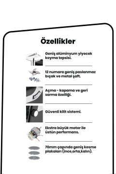 Promax Paslanmaz Çelik Kıyma Et Çekme Sucuk Sosis Domates Içli Köfte Salça Yapma Makinası