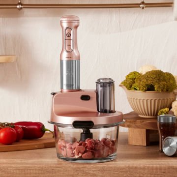 Mastermaid Prosteel Cam Mutfak Robotu Uzun Blender Ayaklı 6 Bıçaklı 2500 W Rosegold