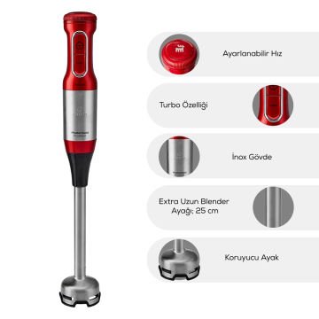 Mastermaid Prosteel Cam Mutfak Robotu Uzun Blender Ayaklı 6 Bıçaklı 2500 W Galaxy Grey
