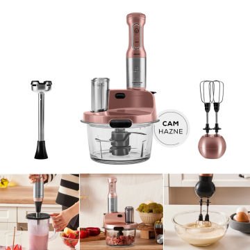 Mastermaid Prosteel Cam Mutfak Robotu Uzun Blender Ayaklı 6 Bıçaklı 2500 W Imperial Red