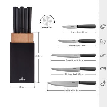 Viego 6 Parça Bıçak Seti Black