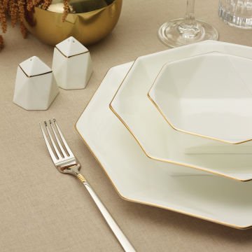 Fine Pearl Extra Quartz Gold 62 Parça 12 Kişilik İnci Yemek Takımı