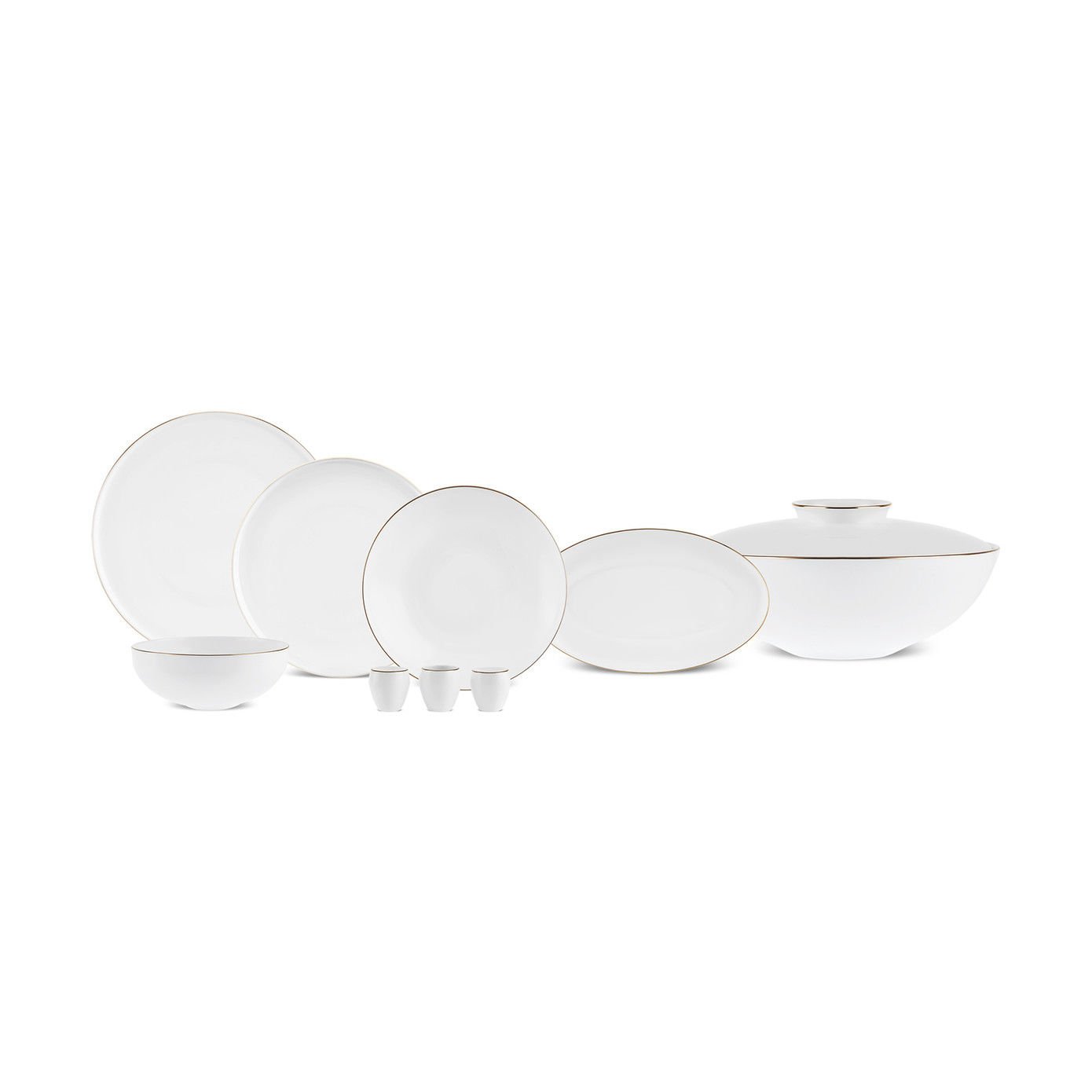 Fine Bone Meridian 55 Parça 12 Kişilik Yemek Takımı Gold