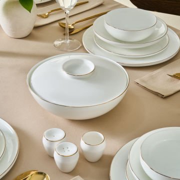 Fine Bone Meridian 55 Parça 12 Kişilik Yemek Takımı Gold