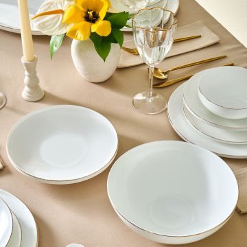 Fine Bone Meridian 55 Parça 12 Kişilik Yemek Takımı Gold