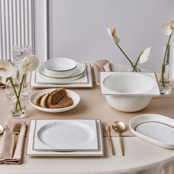 Fine Pearl Extra Ayana 62 Parça 12 Kişilik Yemek Takımı Gold