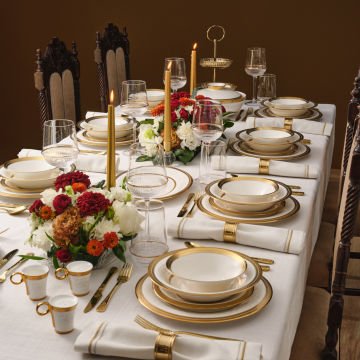 Royal Bone Charlotte 55 Parça 12 Kişilik Yemek Takımı Gold
