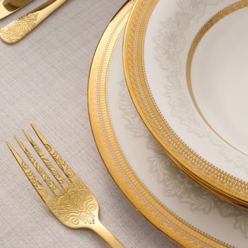 Royal Bone Charlotte 55 Parça 12 Kişilik Yemek Takımı Gold