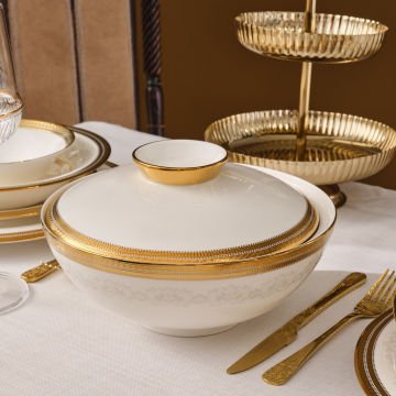 Royal Bone Charlotte 55 Parça 12 Kişilik Yemek Takımı Gold