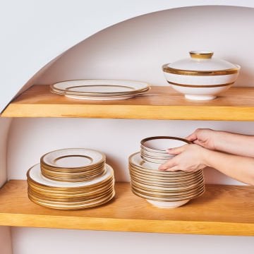 Karaca Royal Bone Victoria 55 Parça 12 Kişilik Yemek Takımı Gold