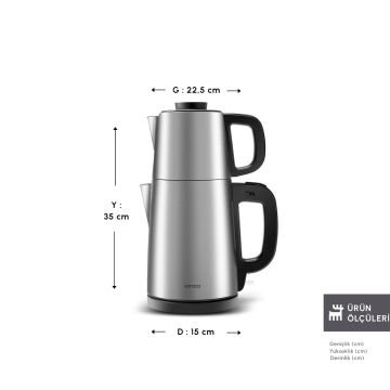 KARACA TEABIG XL 2 IN 1 ÇELIK ÇAY MAKINESI VE SU ISITICI INOX