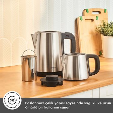 KARACA TEABIG XL 2 IN 1 ÇELIK ÇAY MAKINESI VE SU ISITICI INOX