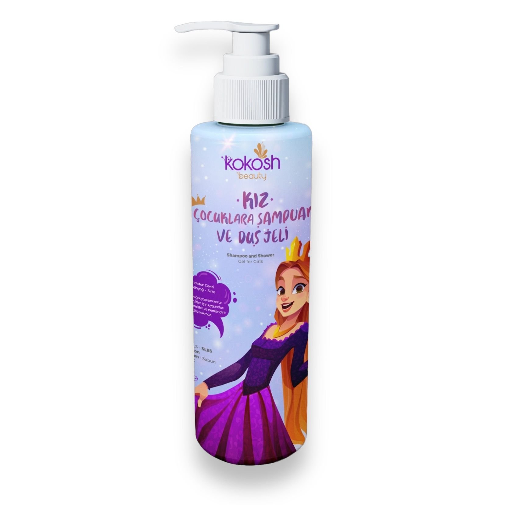 Kız Çocuklar İçin Doğal Şampuan ve Duş Jeli (200 ml)