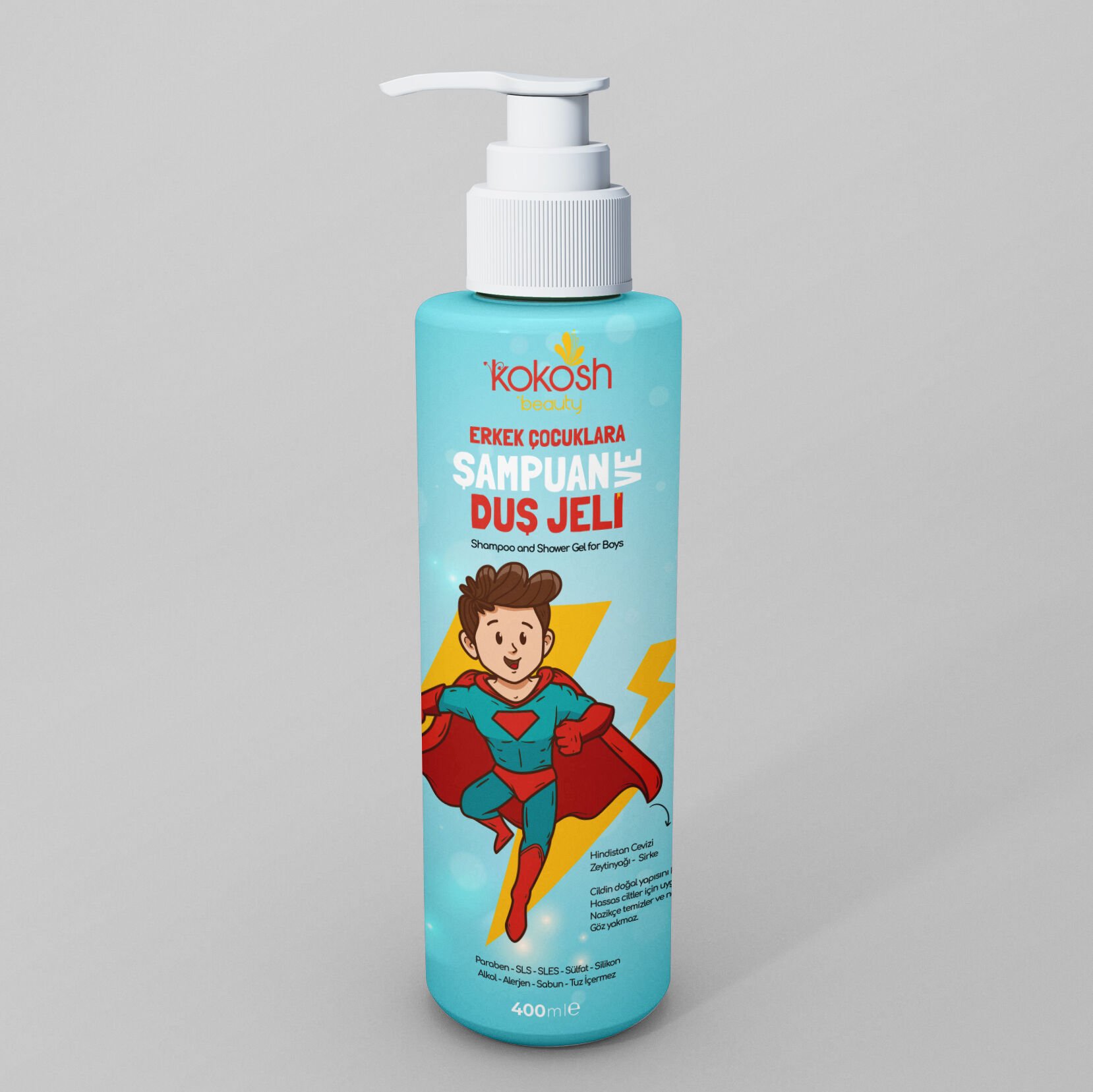 Erkek Çocuklar İçin Doğal Şampuan ve Duş Jeli (400 ml)
