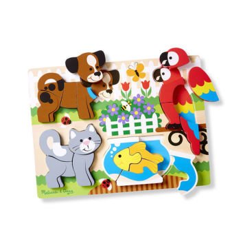 Melissa&Doug Ahşap Tombul Parçalı Yapboz Evcil Hayvanlar