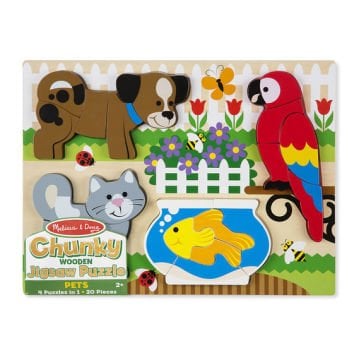 Melissa&Doug Ahşap Tombul Parçalı Yapboz Evcil Hayvanlar