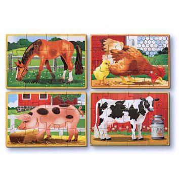 Melissa&Doug Ahşap 12x4 Yapboz Seti Çiftlik Hayvanları