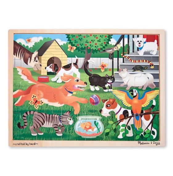 Melissa&Doug Ahşap 24 Parça Yapboz  Evcil Hayvanlar Puzzle