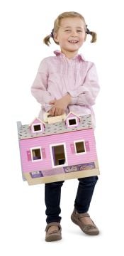 Melissa&Doug Ahşap Taşınabilir Küçük Mobilyalı Bebek Evi