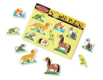 Melissa&Doug Ahşap Sesli Yapboz Evcil Hayvanlar