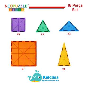 NeoPuzzle Tiles Mıknatıslı Oyuncaklar 18 Parça Mini Set