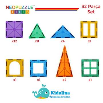 NeoPuzzle Tiles Mıknatıslı Bloklar 32 Parça Başlangıç Seti