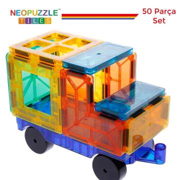 NeoPuzzle Tiles Mıknatıslı STEM Oyuncağı 50 Parça Temel Set