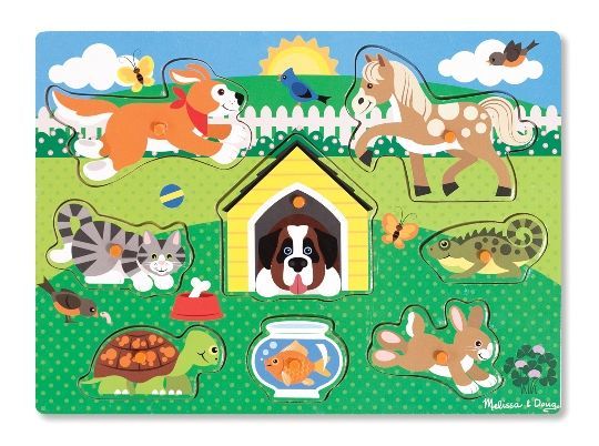 Melissa&Doug Ahşap Tutmalı Yapboz Evcil Hayvanlar Puzzle