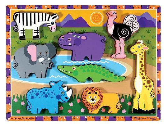 Melissa&Doug Ahşap Tombul Yapboz Safari Puzzle