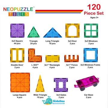 NeoPuzzle Tiles Mıknatıslı Oyuncak 120 Parça Süper Set
