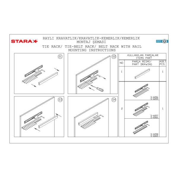 S-6065-C Raylı Kemerlik Metal Sol