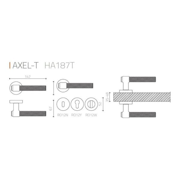 AXES-T Mat Siyah  Kapı Kolu