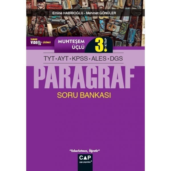 Çap Yayınları TYT AYT KPSS ALES DGS Paragraf Muhteşem Üçlü 3. Kitap Tamamı Video Çözümlü Soru Bankası