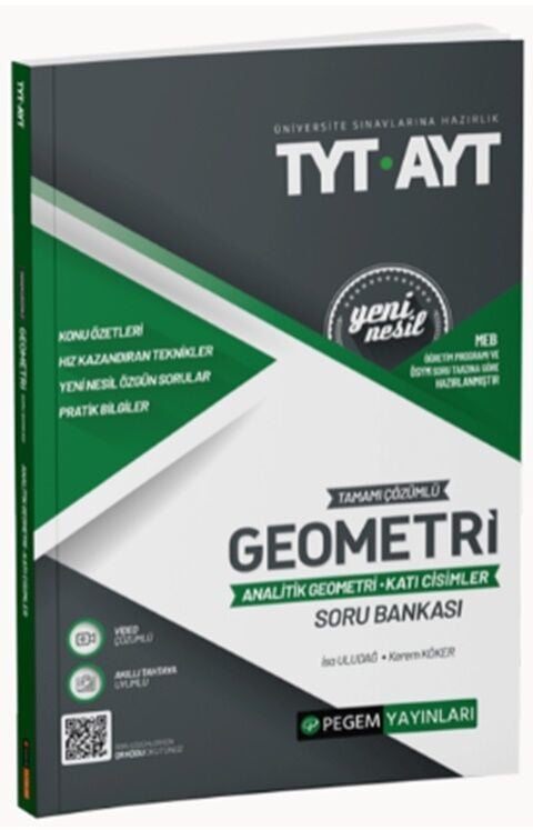 Pegem Yayınları TYT AYT Geometri Analitik Geometri Katı Cisimler Tamamı Çözümlü Soru Bankası