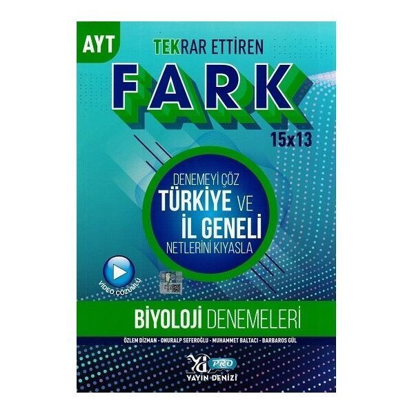 Yayın Denizi Yayınları AYT Biyoloji Fark 15 x 13 Tekrar Ettiren Denemeleri