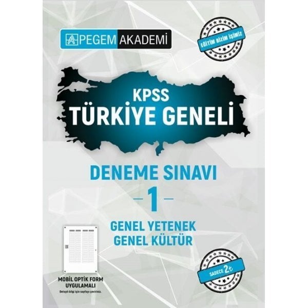 Pegem Yayınları 2021 KPSS Genel Kültür Genel Yetenek Türkiye Geneli Deneme Sınavı 1