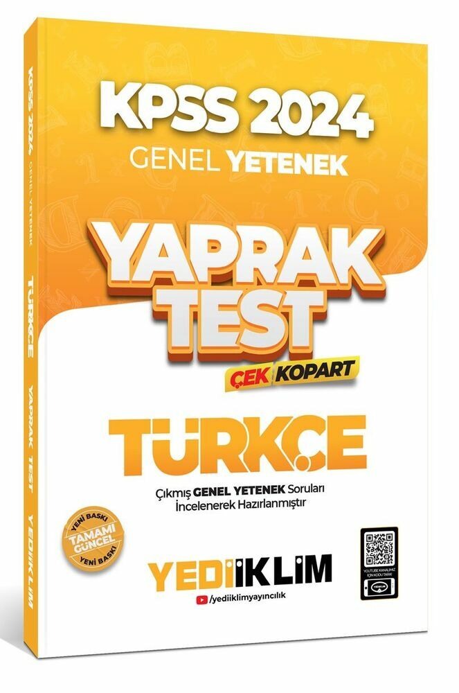 Yediiklim Yayınları 2024 KPSS Genel Yetenek Türkçe Çek Kopart Yaprak Test