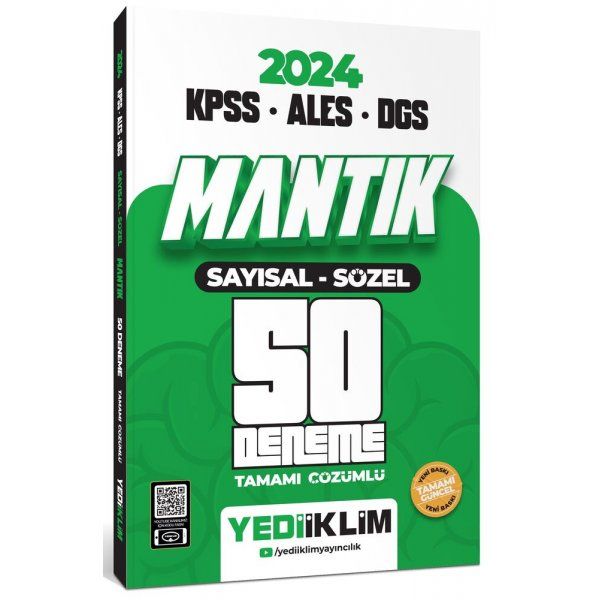 Yediiklim Yayınları 2024 KPSS ALES DGS Mantık Sayısal Sözel Tamamı Çözümlü 50 Deneme